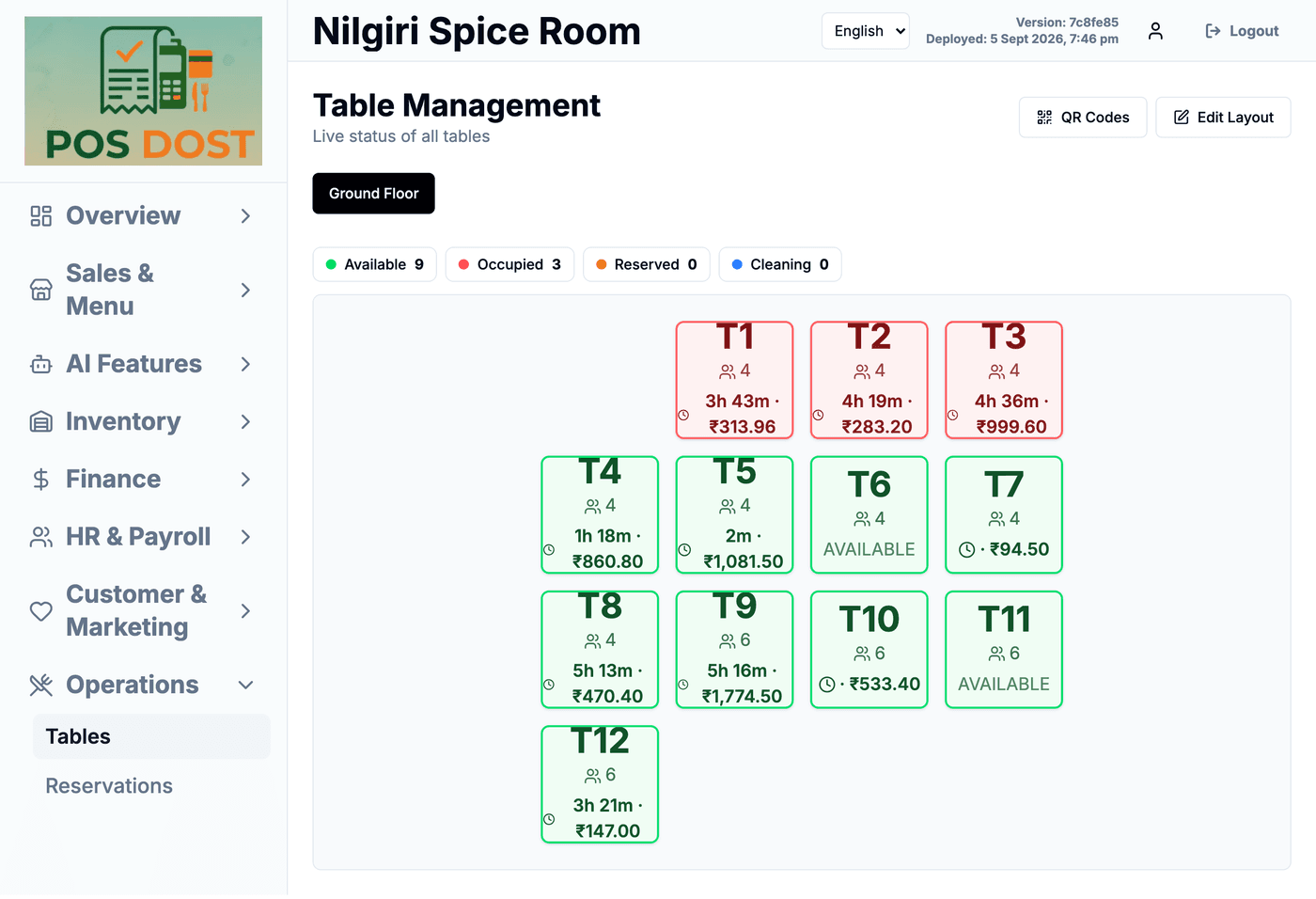 Floor plan on Android tablet